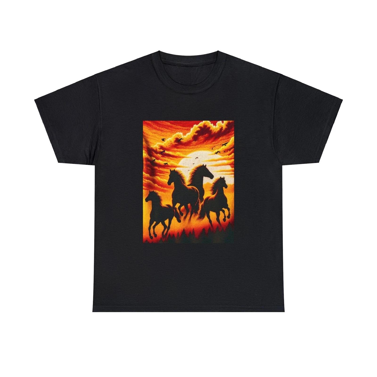 

Unisex Adult T Shirt Vintage 90s Style Horse Tee Equestrian Sunset Streetwear L