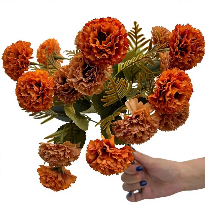 3pcs Carnation Artificial 18 Heads Fake Flower Bouquet Large Bouquet Flowers Photography Props Wedding Floral Arrangement