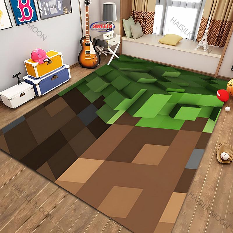 1PC Pixel Pattern Sword Printed Carpet Computer Room Game Room Non-slip Decorative Mat Livingroom Bedroom Office Large Area Rug