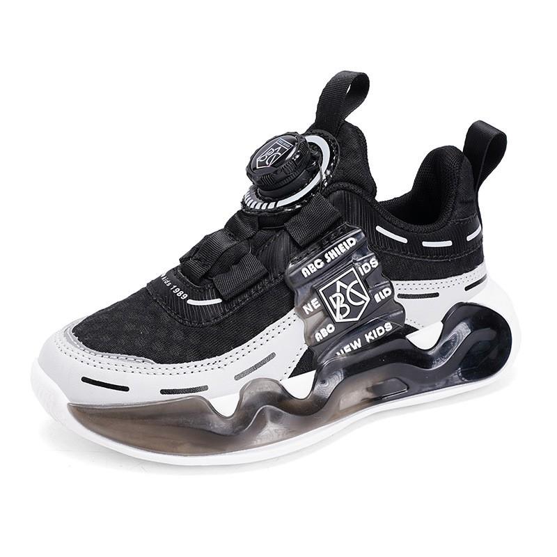 Kids Breathable Mesh Running Shoes With Rotating Hook-and-Loop Closure Casual Sneakers Boys Girls Fashion Lace-Up Kids Shoes