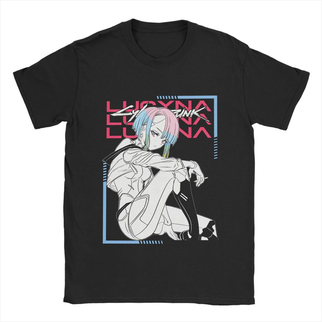 Rebecca Anime Cyber Edgerunner TShirt Men Cotton Clothing Kawaii Cartoon Round Neck Short Sleeve1 Graphic T Shirts