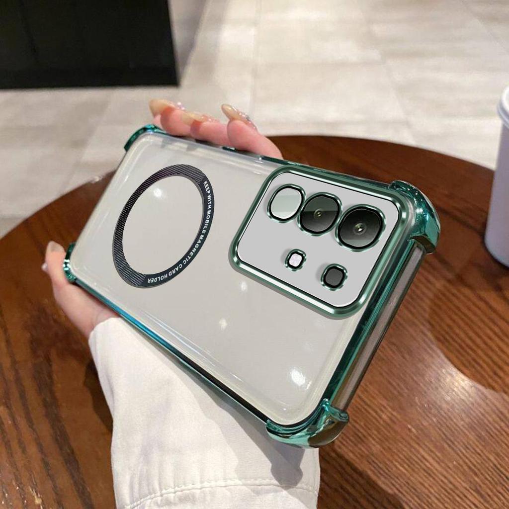 Case for Vivo Y29 4G Clear Magnetic Casing Electroplated Lens Frame Phone Cover