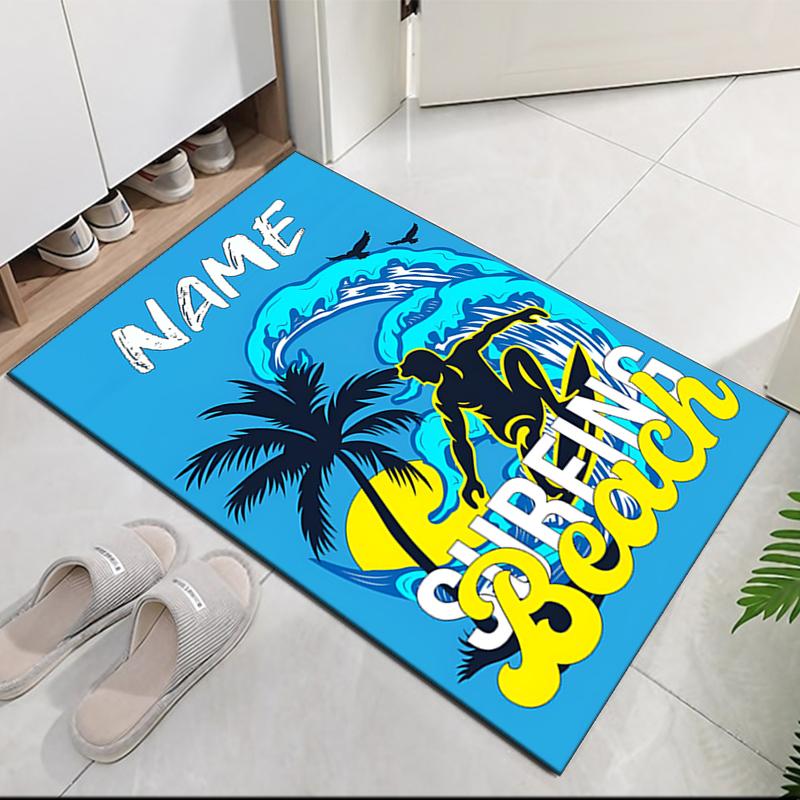 Custom Name surf Printed Carpet, for Office Chair Living Room Bedroom Kitchen Room Decor Gifts.