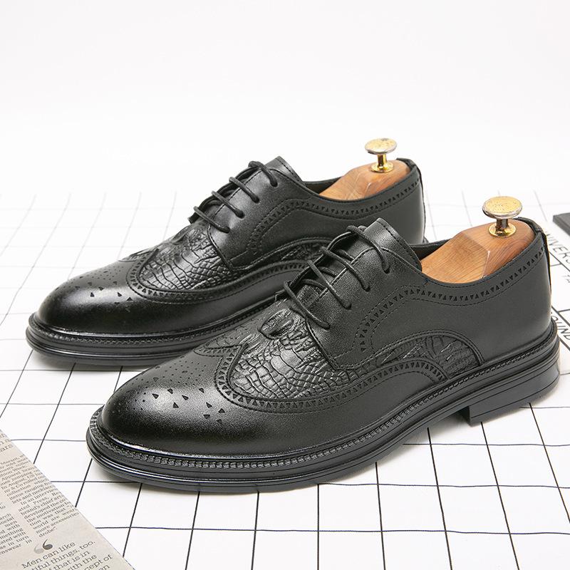 2024 Foreign Trade Spring New Business Men's Casual Leather Shoes Men's Gentleman Block Men's Trend Dress Shoes