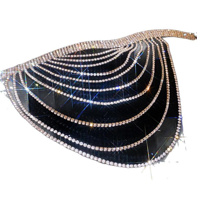 Elegant Rhinestone Multi-layer Geometric Necklace: High-end Fashion Clavicle Chain