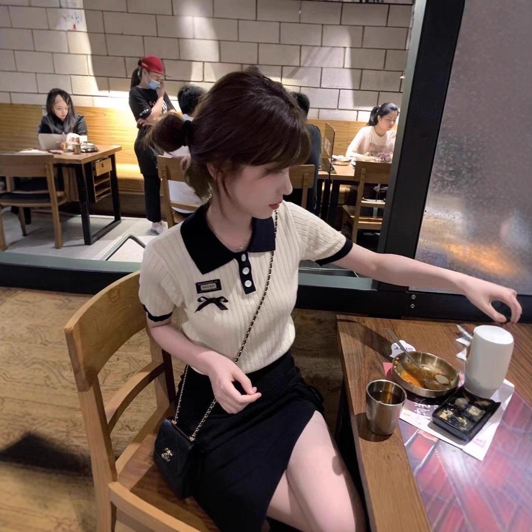 

Women s Chic Polo Collar Knit T-Shirt - Short-Sleeve, Trendy Summer Style One Size [Premium Quality]