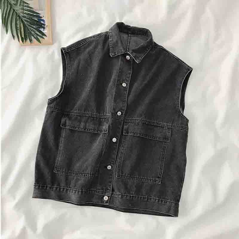 Denim Vest Coat Women's Spring and Autumn Loose Korean Style Waistcoat Outer Wear Vest Top Sleeveless Coat Casual Jacket