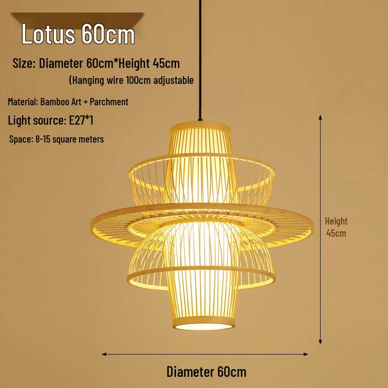 Retro Zen Bamboo Weaving Pendant Lamp for Restaurants & Teahouses