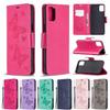 Suitable for Samsung S23 Leather Case A54 Solid Color Butterfly Embossed Pattern Wallet Insert Card Protective Case A34 Anti-drop Case