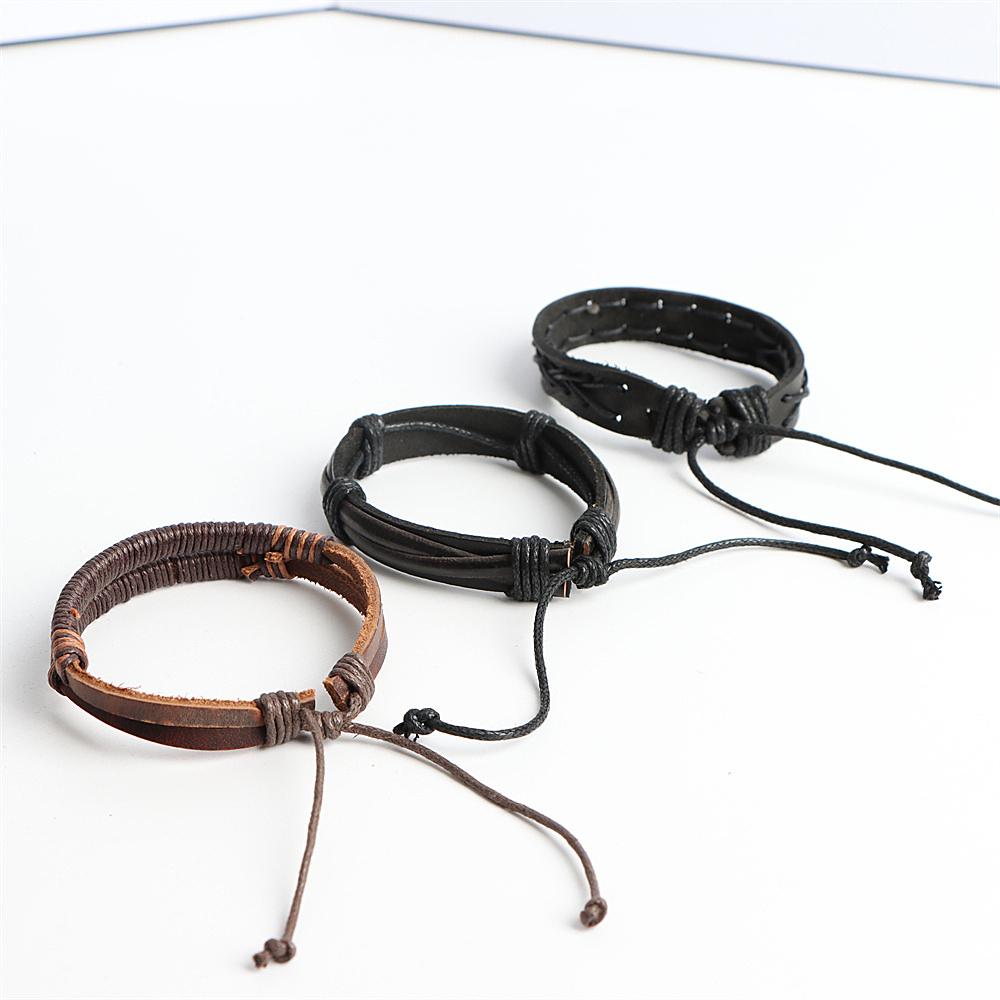 20pcs /Lot Handmade Retro Vintage Leather Cuff Bracelets Colorful Bangle Jewelry For Women Men Mix Styles Adjustable Party Gifts