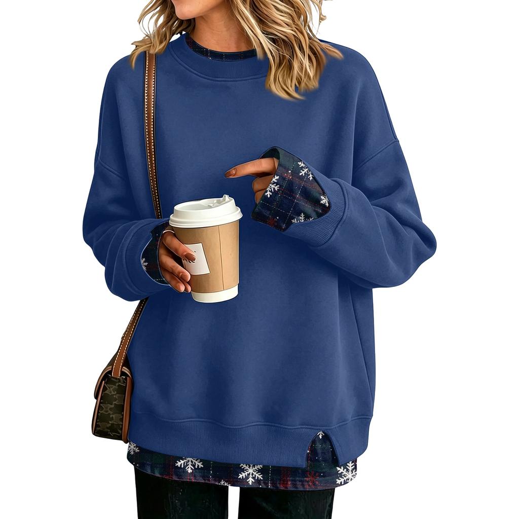 Women's Casual Printed Long Sleeve Sweatshirt Loose Fit Pullover Top