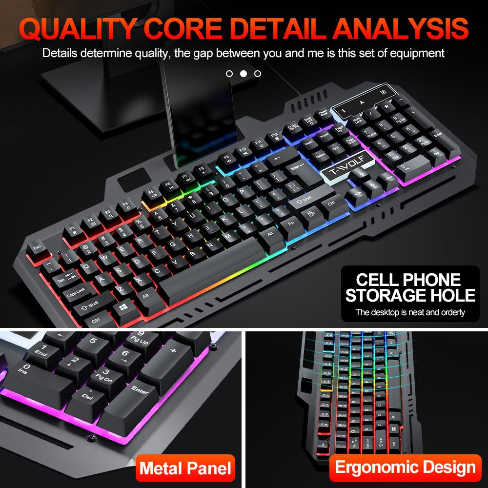 Keyboard and Mouse Set Gaming Computer USB Wired RGB Backlit Keyboard Laptop Accessories Ergonomic Laser Mouse Wheel For Esports
