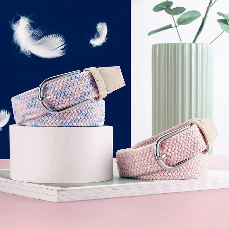 Women’s Punch-Free Elastic Belt: Versatile Canvas with Pin Buckle for Students