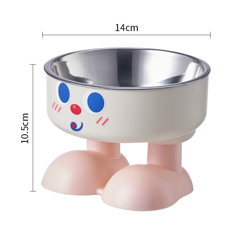

1pc pet stainless steel bowl anti slip large capacity big eyed dog bowl cat high footed bowl neck protection anti knock розовый