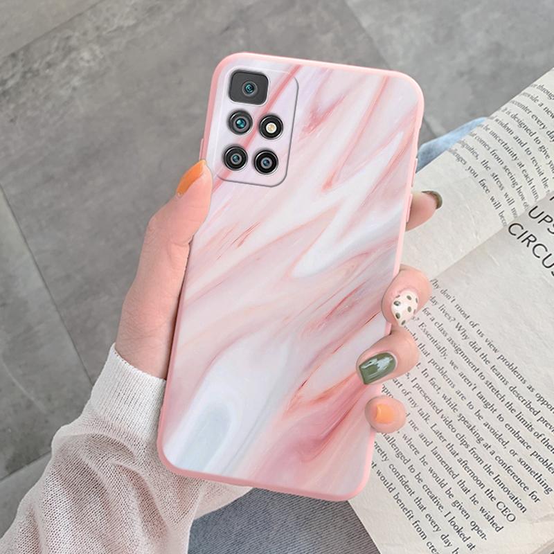 Marble Pattern Phone Case For Redmi 10 Redmi10 Protective Cover Case Pink Gold Marble Soft Silicone Funda For Xiaomi Redmi 10