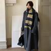 Preppy Style Stripe Scarf Plush Knitted Shawl Simple Plaid Wool Scarf  Girl