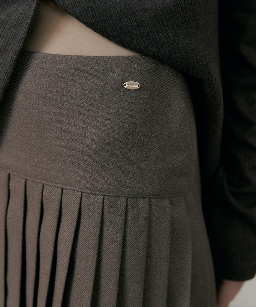 REORG Rie Ripple Pleats Mini Skirt Brown