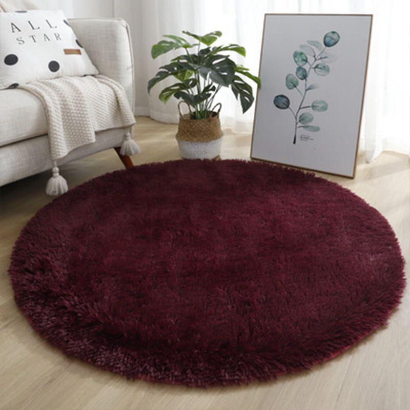 Green Round Fluffy Carpet For Kids Room Solid Plush Rug For Bedroom Room Soft Long Hair Floor Mat Circle Bathroom Cute Decoration Chair Mat