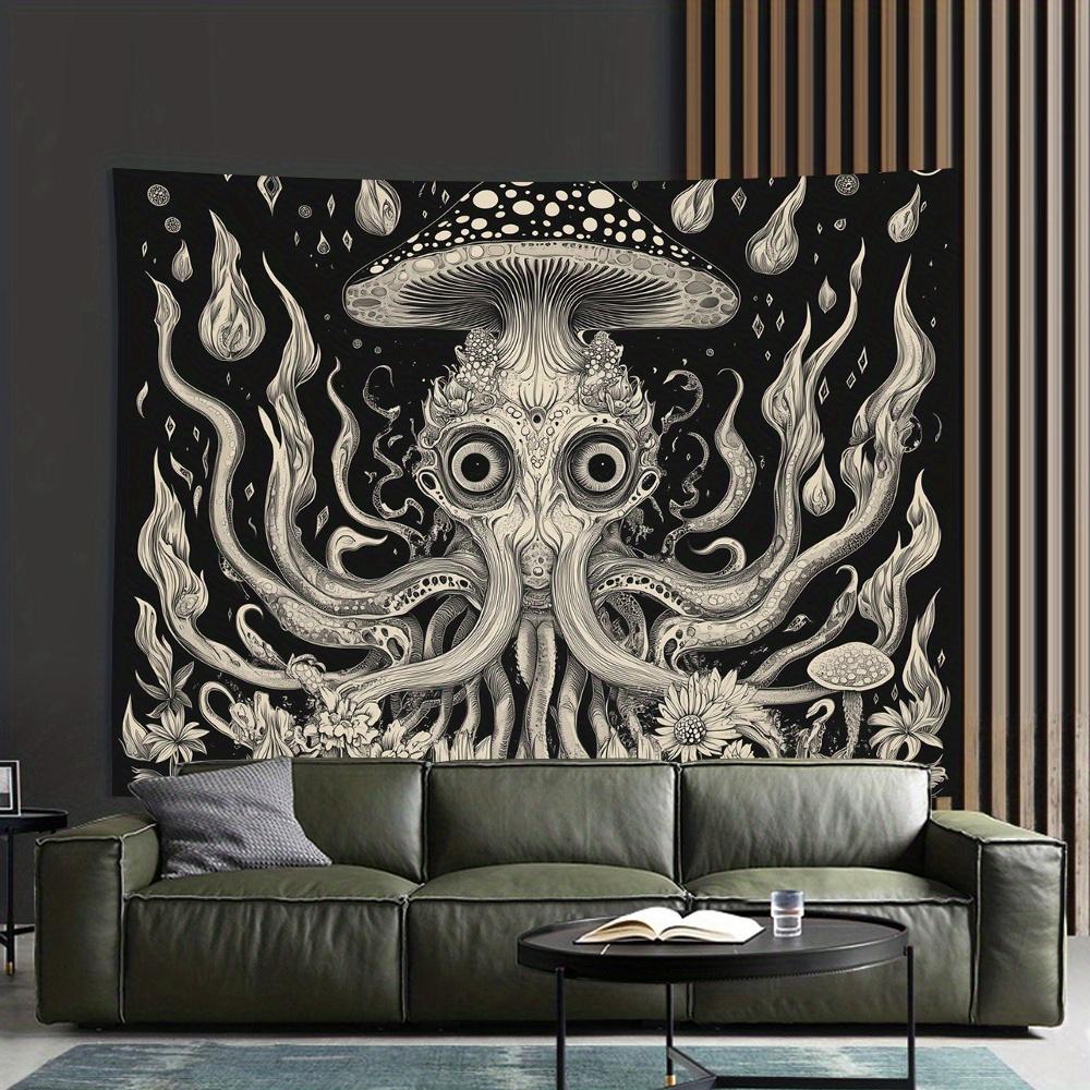 

VIKAMA Fantasy Dark Octopus Tapestry Mushroom Flame Water Drop Art Wall Mural Living Room Sofa Backdrop Wall Room Decor 74x94cm(29x37in)
