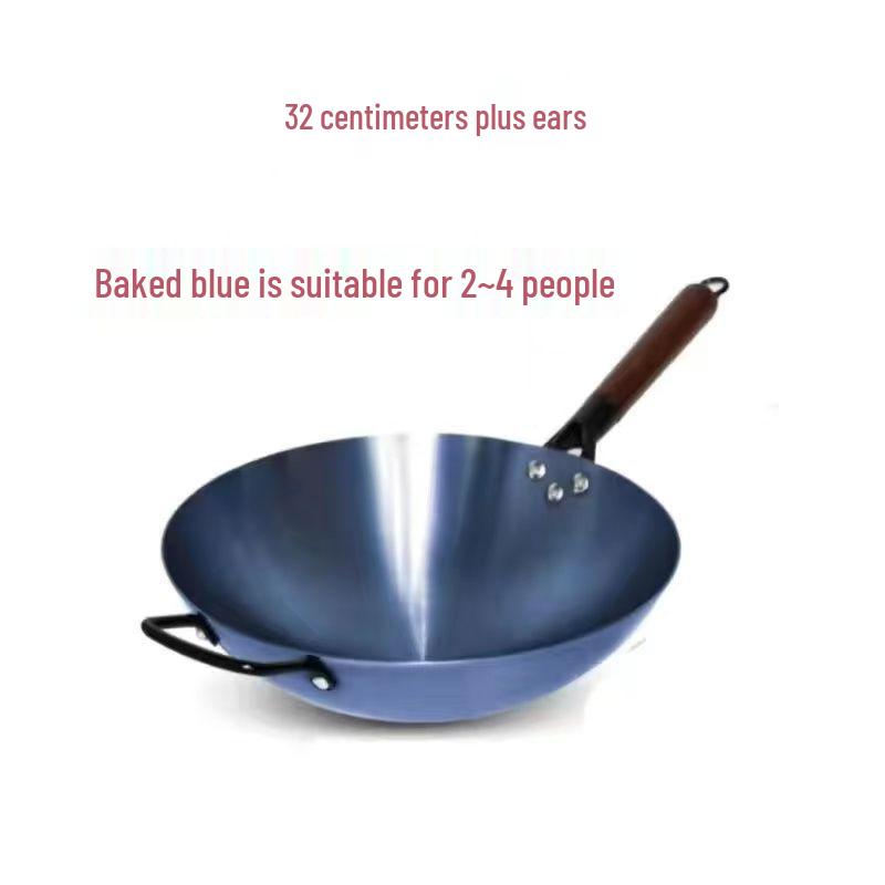 Handmade Non-Stick Iron Wok: Pre-Seasoned, Thickened, Uncoated, Ready for Cooking