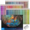 Roleness Metallicfarbene 72 Professionelle Weiche Metallicstifte für Kinder und zum Ausmalen Enthält Spitzer Stifte, Farben, Ölbasis, Grad, Mine,
