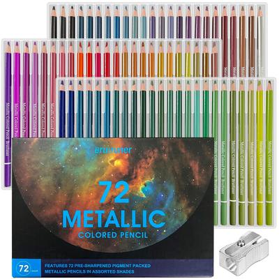 Roleness Metallicfarbene 72 Professionelle Weiche Metallicstifte für Kinder und zum Ausmalen Enthält Spitzer Stifte, Farben, Ölbasis, Grad, Mine,