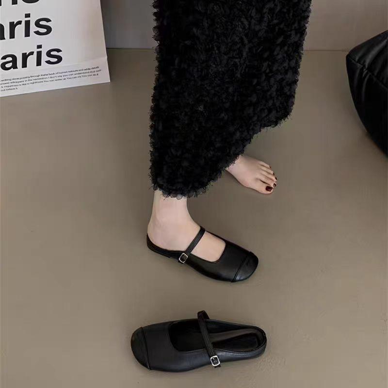 Korean Version of Gentle Fairy Soft Flat Bottom Casual One-pedal Muller Single Shoes Bag Head Half Slippers Women's Outer Wear 2025 New