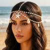 Ocean Style Bohemian Hair Chain Starfish Beaded Head Piece Boho Head Chain  Summer Vacation