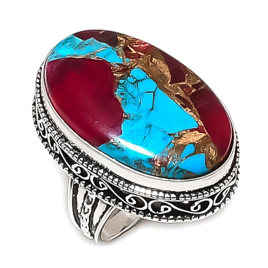 

Natural Spiny Oyster Gemstone 925 Sterling Silver Jewelry Ring Size 9 ETC-13898