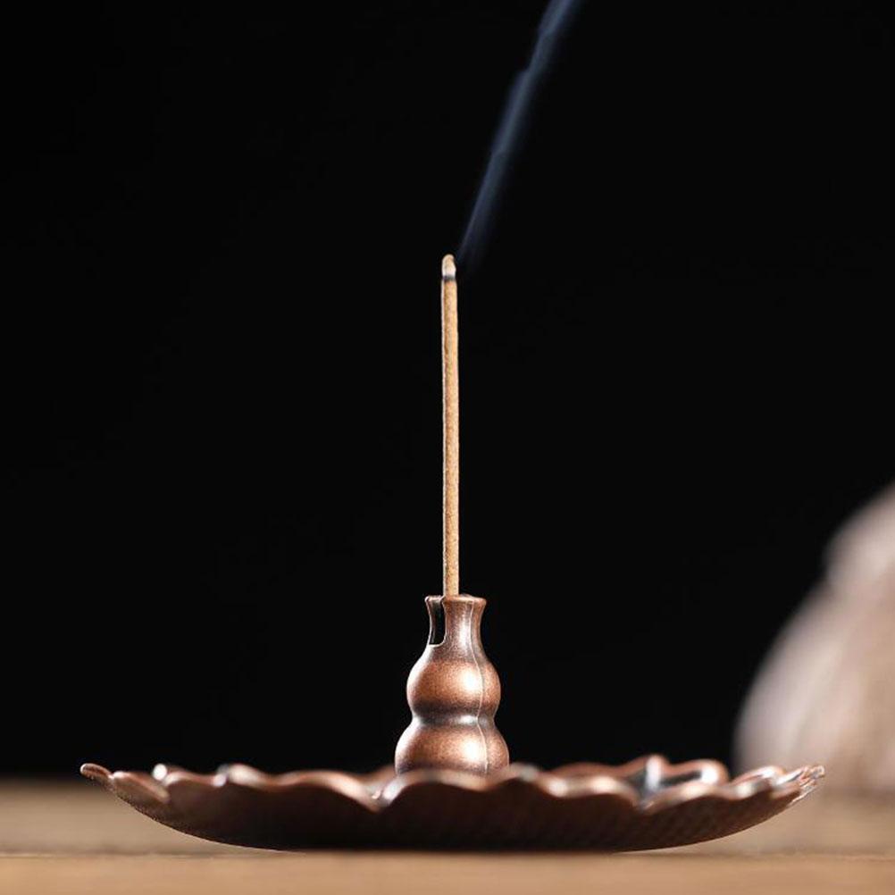 Censer Adornment Candlestick Holder Pure Copper Lotus Incense Decor Vintage Burner Design