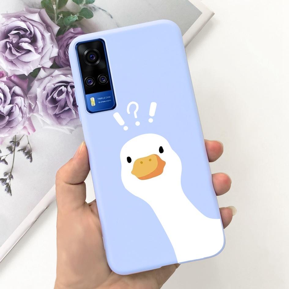 For Vivo Y31 2021 Case Cute Duck Cat Cartoon Coque Matte Soft Silicone Back Cover For Vivo Y51 Y51A Y53s Y 31 V2036 V2030 Fundas