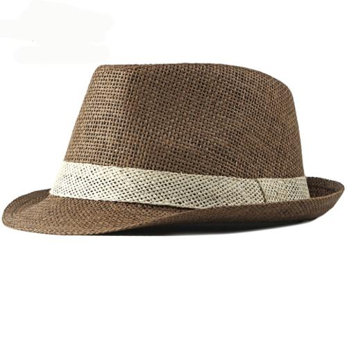 

HT2378 Summer Women Men Fedoras Straw Hat Short Brim Trilby Panama Hats Men Straw Beach Sun Hats for Men Breathable Fedora Hat 56-58CM кавовий