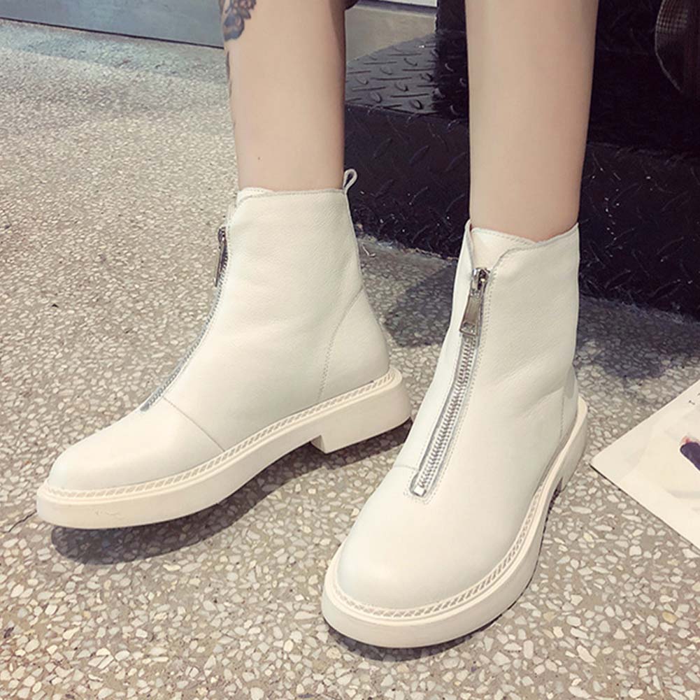 Botas femeninas Cuero genuino Vaca Cómodo cálido felpa Tacón cuadrado  redondo Dedo del pie cremallera Sólido tacón bajo TobillosNueva Mujer Moda  Mujer Botines Mujer comprar a buen precio — entrega gratuita, reseñas
