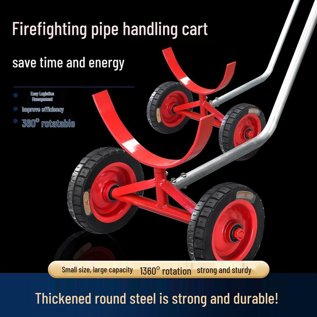 Firefighting Pipeline Handcart: Multifunctional Steel Trailer for Pipe Transport At Construction Sites