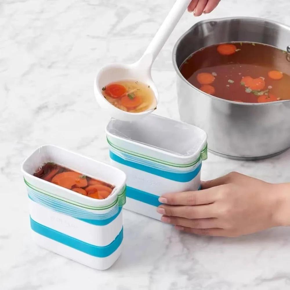 ABS Freezer Food Block Maker Meal Prep Container Leftovers Freeze Kitchen Storage Reusable Bags