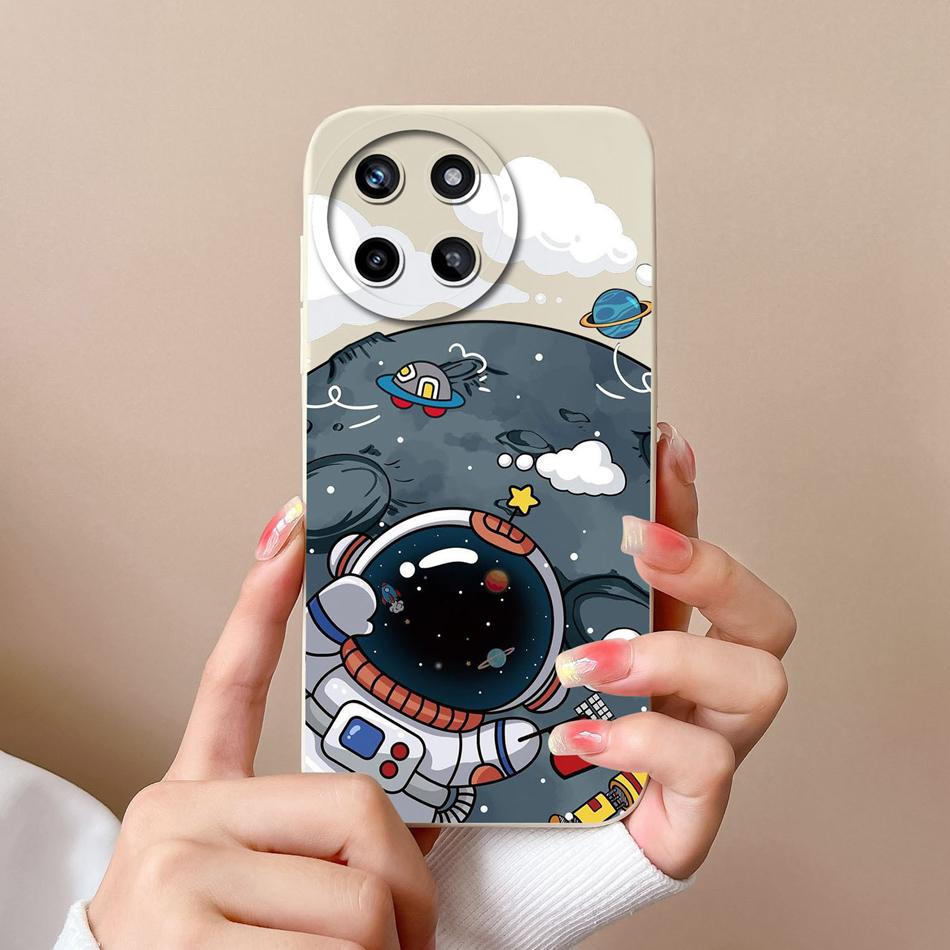 Case For OPPO Realme 11 4G Romantic Flower Soft Original Liquid Silicone Back Cover For Realme11 Upgrad Lens Protection Coque