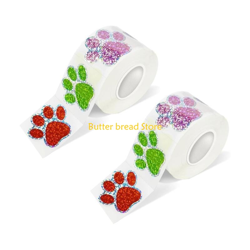 W89C 1000Pcs Glitter Dog Paw Sealing Stickers for Gift Bag Envelope  DIY Scrapbooking