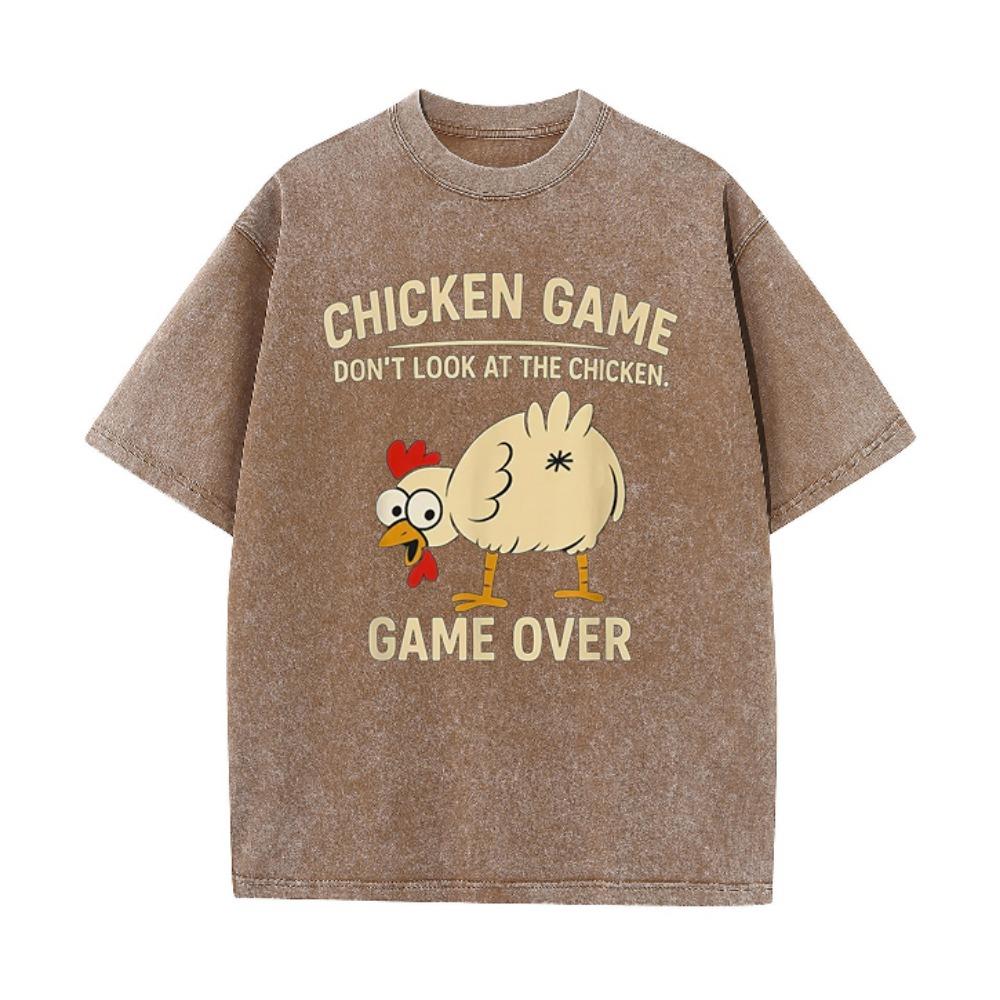 Funny Chicken Game Graphic Men's T-Shirt Don't Look At The Chicken Printed Short Sleeve Tee Women's Tee Tops