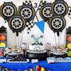5-Piece Set of 18inch Gold-Edged Tire-Shaped Aluminum Foil Balloons Suitable for Large Racing-Themed Party Decorations and