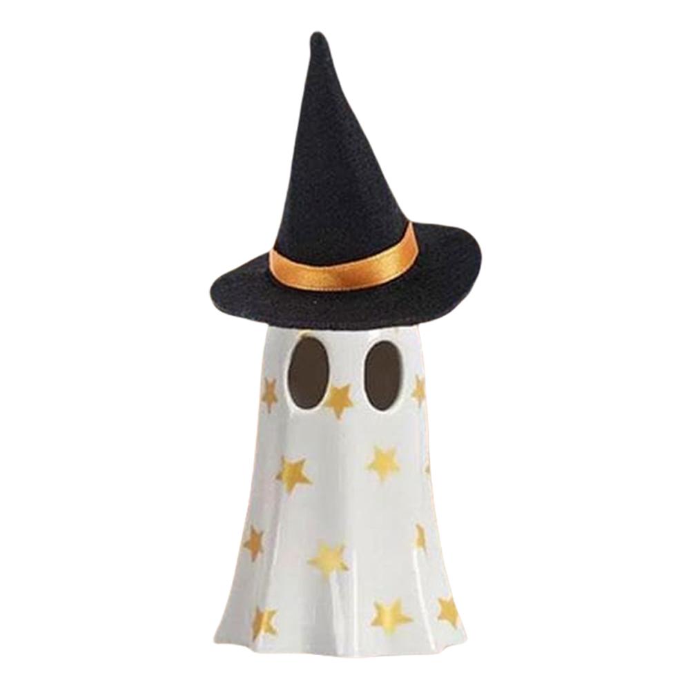 Halloween Cute Resin Ghost Lamp Multi-Purpose Spooky Ghost Figurine Witch Hats Decorations for Party Desktop Decoration