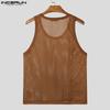INCERUN 2PCS Summer Men Hollow Sleeveless Tank Tops and Shorts Beach Outfits Sets