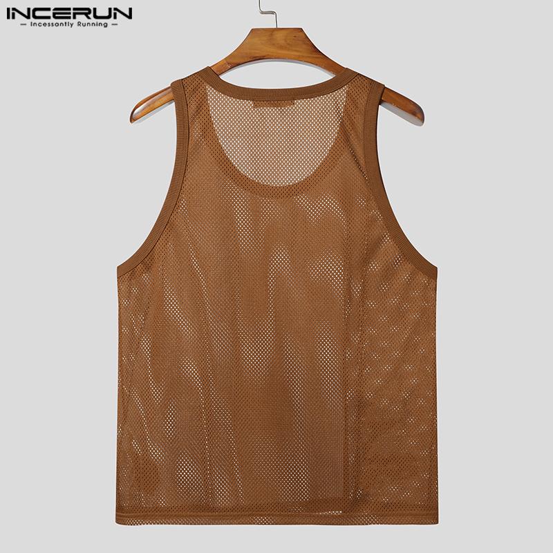 INCERUN 2PCS Summer Men Hollow Sleeveless Tank Tops and Shorts Beach Outfits Sets