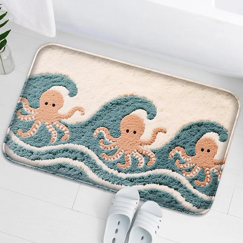 

Turtle Bathroom Anti Slip Floor Mat Household Absorbent Foot Mat Mat Bathroom Small Carpet Soft and Comfortable Home Decorative 40X60CM