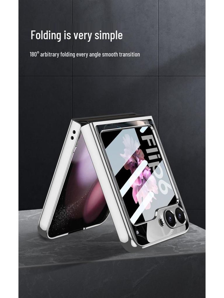 Samsung Z Flip 6 Foldable Screen Phone Case with Unique Painted Design and Mechanical Flip Glass Cover