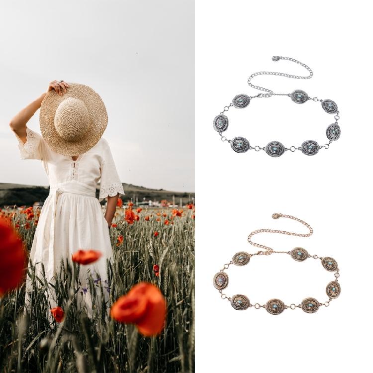 Women Alloy Waist Chain Vintage Slimming Waist Thin Belt for Dress Coat Shirt
