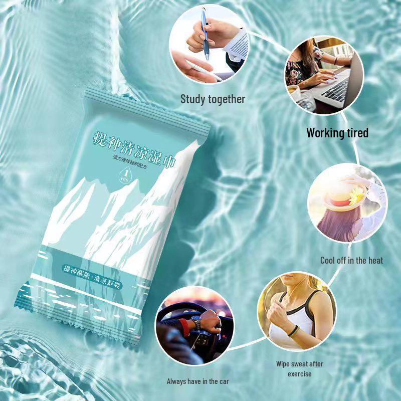 Refreshing Ice-Cold Cooling Wipes for Sweat & Oil Removal - Portable Pack of 10 Sheets, Perfect for Students & Military Training