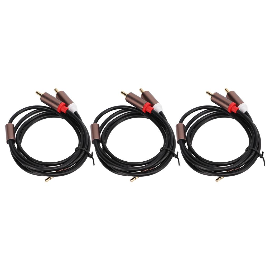 3Pcs Audio Cable 3.5mm To 2RCA Cable Oxygen Free Copper Black Aluminium Alloy Shell for Phone Tablet