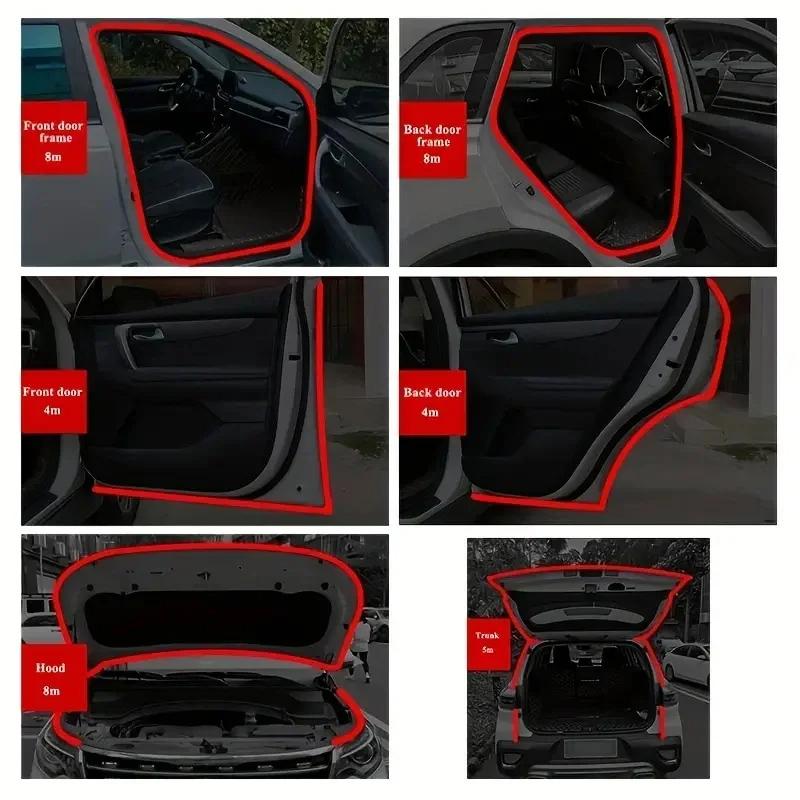 5Meters/Set Car Seal Strips Thickened Auto Weatherstrips Soundproof Rubber Car Sealing Strip Auto Noise Insulation Accessories