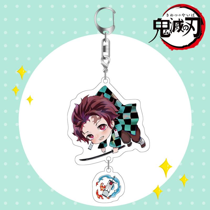 Demon Slayer Acrylic Keychain Tanjiro Nezuko Anime Double Sided Key Ring Accessories for Cosplay Set Gift Fans