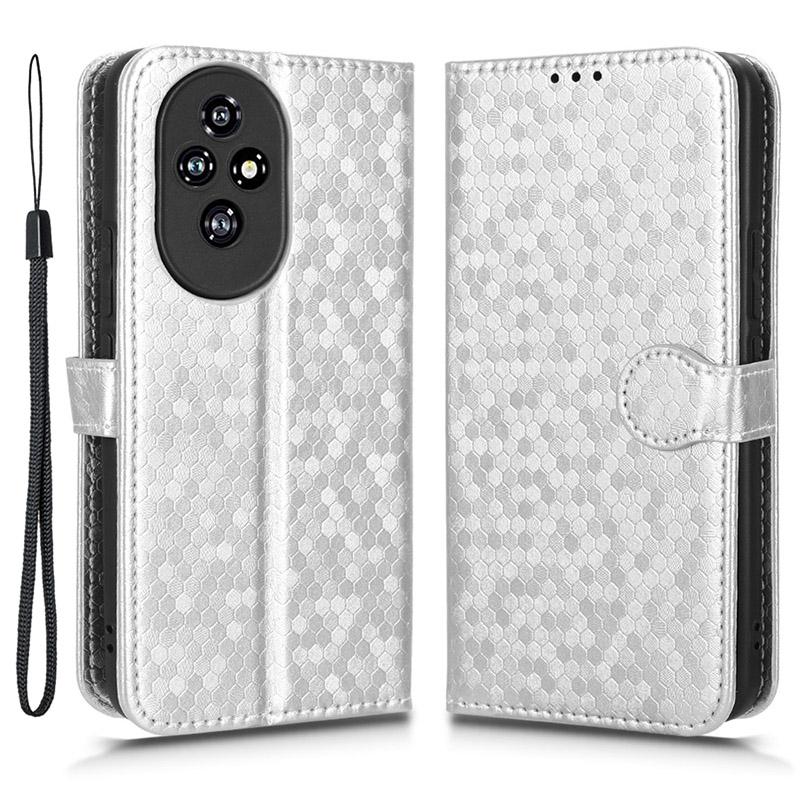 For Honor 200 5G Case Dot Pattern PU Leather Phone Cover Magnetic Clasp Stand
